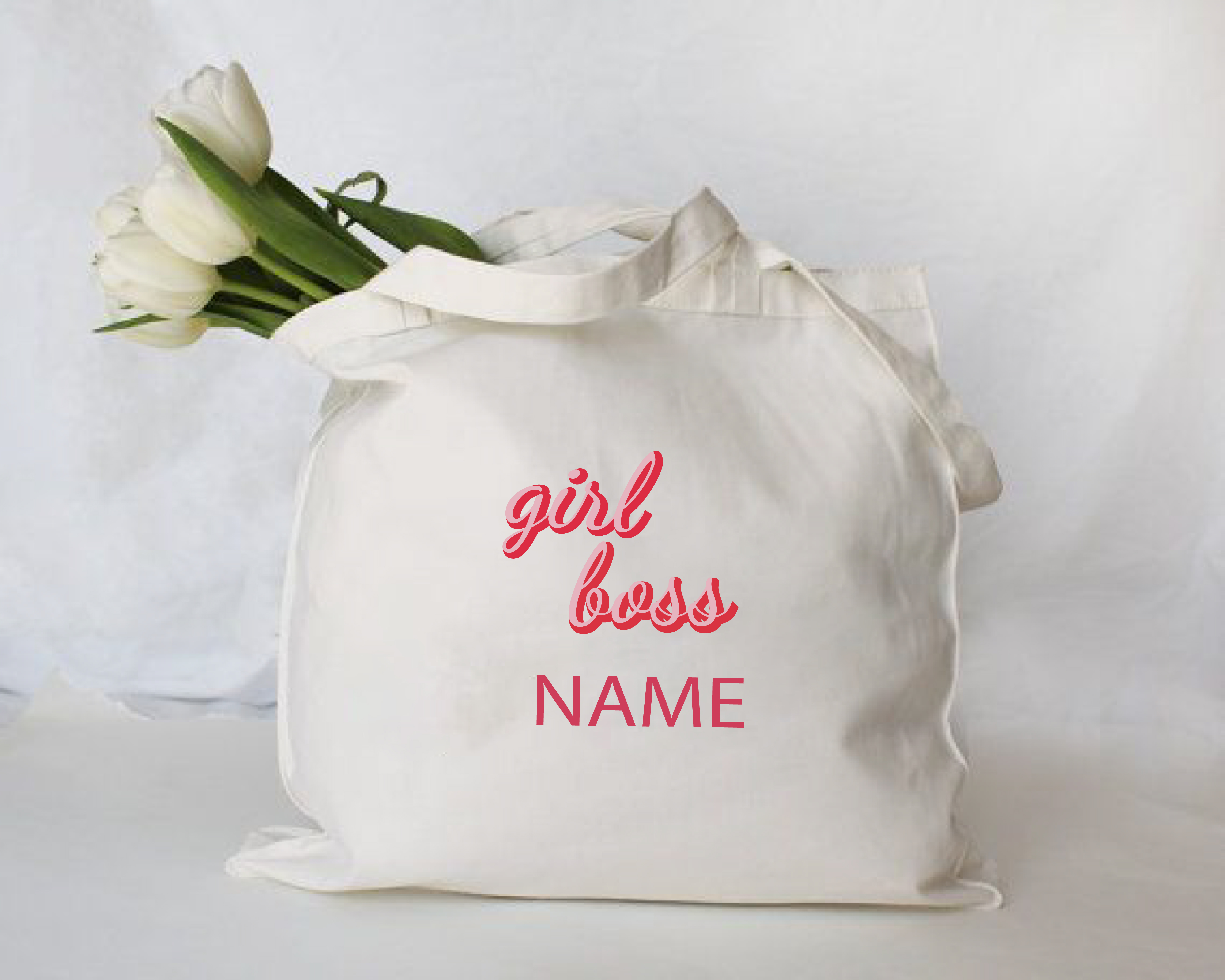 Personalised Girl Boss Cotton Eco-friendly White Tote Bag